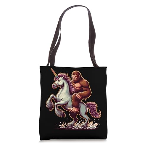 Bigfoot Riding Unicorn, Funny Sasquatch Tote Bag