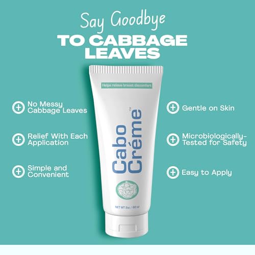 Cabocreme CaboCréme Cabbage Breast Cream for Tenderness & Engorgement Relief, Breastfeeding Weaning Support - Dry Up Breast Milk - Postpartum Essential - OB-GYN Created & Breastfeeding Mother-Approved, 2-pack