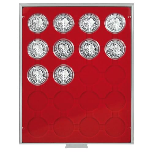 Bandeja para monedas LINDNER con 20 compartimentos redondos para cápsulas de 44 mm 2