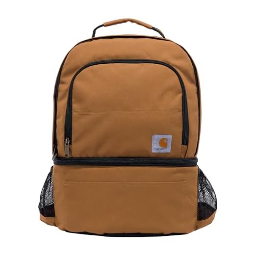 Carhartt Insulated 24 Can Two Compartment Cooler Backpack, Backpack with Fully-Insulated Cooler Base, Carhartt Brown
