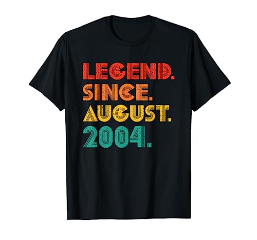 Legend Since August 2004 Birthday Gifts August 2004 Vintage Maglietta