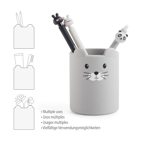 Back2Fun - Weicher Silikon-Stiftehalter für Kinder mit süßem Tiermotiv. Perfekt zum Ordnen von Schulutensilien - ideal zum Schulstart oder als Geschenk