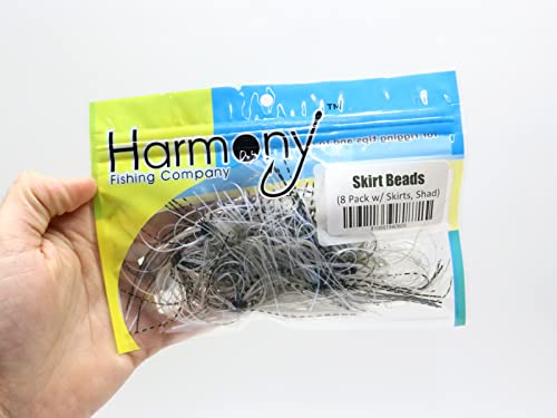 Harmony Fishing - Skirt Beads (Quickly And Easily Add A Skirt To Your Fishing Lures/Baits) (8 Pack W/Skirts (Blue/Black)) #TOP7