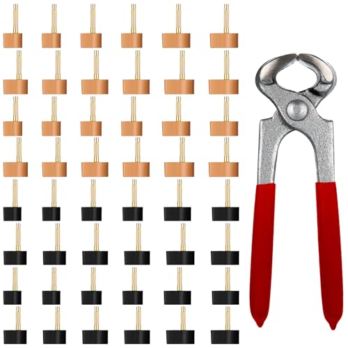 Hotop 24 Pairs High Heel Replacement Tips Women Heel Shoes Repair Caps with 6 Inch Stiletto Remove Pliers High Repair Tool Dowels Tips Pin Kit, 6 Size (8-12.5mm) U Shape, Black Beige
