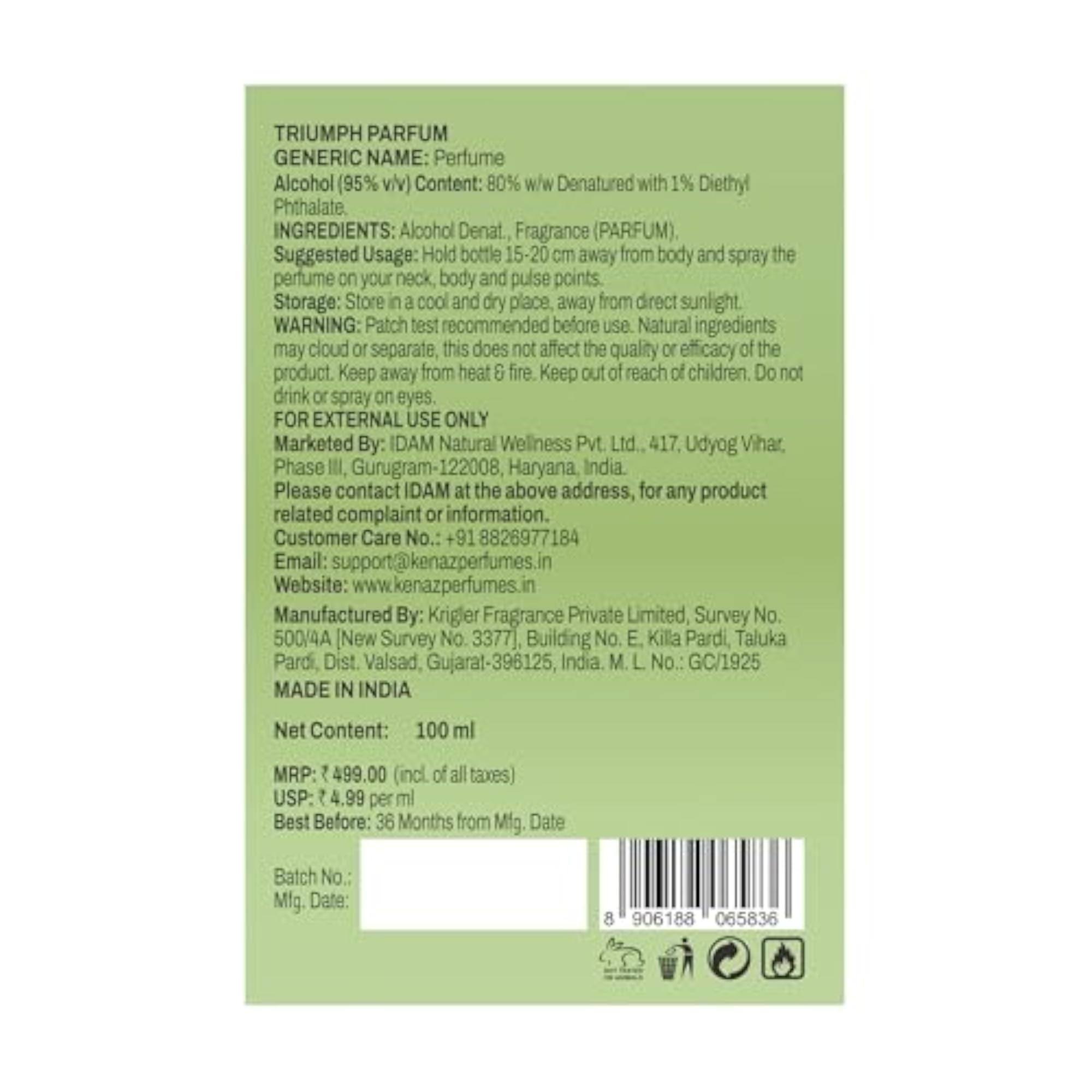 Triumph Men Perfume 100ml, Luxury Fragrance