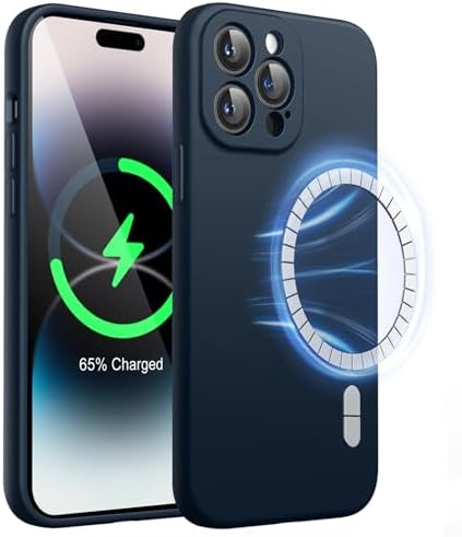 JETech Magnetyczna Silikonowy Etui dla iPhone 14 Pro 6,1 Cala, Kompatybilny z MagSafe, Case ze Obiektyw Aparatu Pełny Ochrona (złoto)