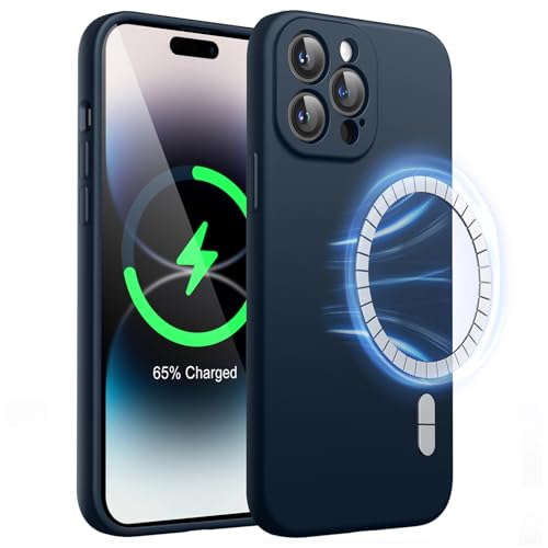 JETech Magnetisch Silikon Hülle für iPhone 14 Pro 6,1 Zoll, Kompatibel mit MagSafe, Handyhülle mit Voll Kamera Schutz (N...