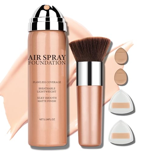DAMUSI AirBrush Foundation Spray, Silky Flawless Coverage Magic Minerals Airbrush Foundation Mist Makeup for Smooth Radiant Skin, Breathable, Blendable Setting SprayFoundation-Natural/Warm Porcelain