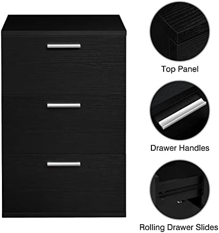 Yaheetech 3 Drawer Bedside Table, Chest of Drawer, Nightstand End Table, Bedside Drawer with Metal Handels, Modern Bedside Cabinet for Bedroom Living Room, 35 x 40 x 60cm