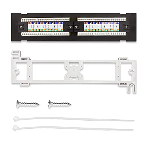 iwillink 12-Port Mini Vertical Cat6 Patch Panel, 10Gbps Network Panel with Wall Mount 89D Bracket