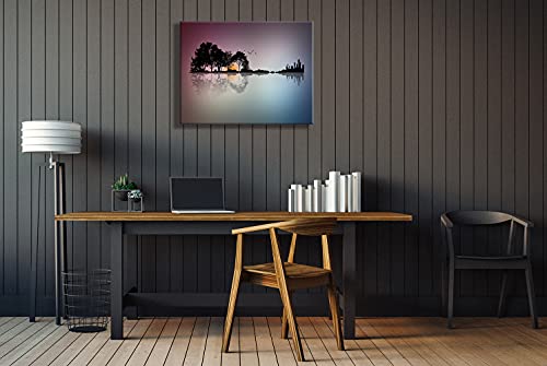 L-216 Abstract Guitar Wall Art, Tree Island Wall Art Canvas Prints Musical Themed Canvas Picture, Modern Home Music Décor Hd Printed Artwork Poster Framed For Home Living Room Framed Ready -24X36Inch #TOP2