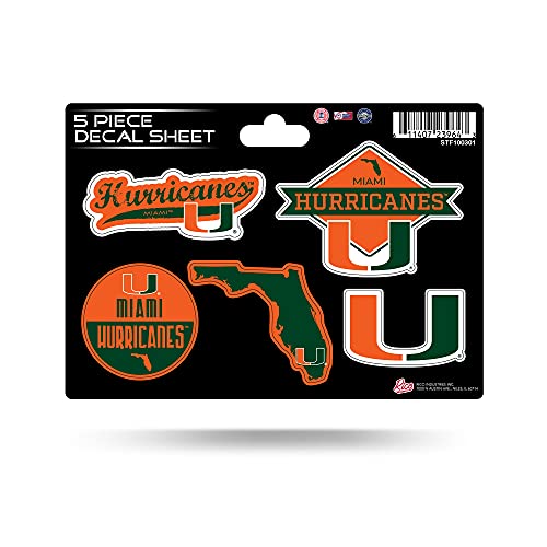 NCAA Miami Hurricanes 5-Piece Die-Cut Decal Sheet