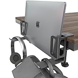 NODOCA ノートパソコンスタンド 縦置き ノートPCスタンド デスクサイド収納ラック 幅調整可能 ラップトップスタンド デスク収納 MacBook対応 卓上収納 ノートパソコン収納ホルダー iPad対応タブレット収納 滑り止め 放熱対策 クランプ式 省スペース フック付き(116mm ブラック)