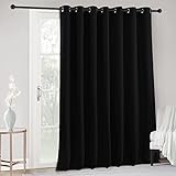 RYB HOME Extra Wide Curtains Blackout - 100% Privacy Backdrop Curtains & Drapes for Sliding Glass Door Bedroom Large Window Decor Shared Office Partition Screen, W 100 x L 84, Black