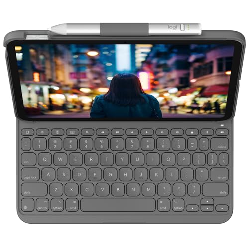 Logitech pour iPad (10e génération) Étui Clavier| Slim Folio avec Clavier sans Fil intégré (Graphite) - German Layout