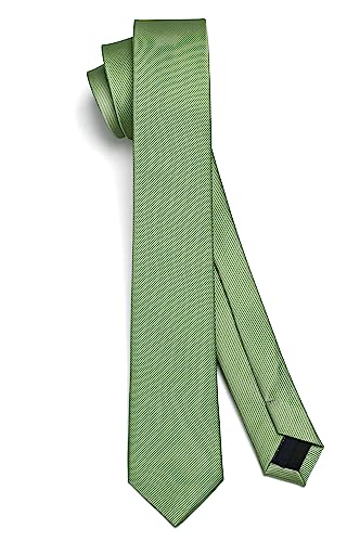 HISDERN Cravate Vert Sauge Maigre en Soie - Slim Classique et Formelle Pour Mariage et Affaires (6cm)