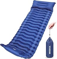 MWZEAUL Selbstaufblasende Isomatte Camping, Isomatte Ultraleicht mit Fußpumpe & Kissen | Luftmatratze Kleines Packmaß, wasserdichte Reisematratze für Camping/Trekking/Angeln/Winter inkl. Reparaturset