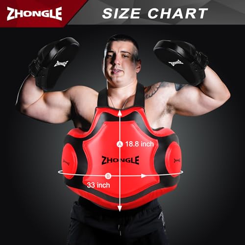 ZHONGLE Professional Chest Guard Vest - Thickened EVA Protection for Boxing, Taekwondo, Muay Thai | Adjustable Strap (18.8x33 inch) Shock Absorption Gear - Thumbnail 4