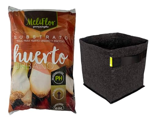 Sustrato Meliflor Huerto Urbano 50L + Maceta Geotextil 50L