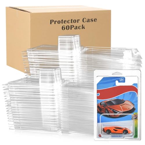 60 Pcs Protector Case Compatible with Hot Wheels Storage Display Protector Case Model Car Display Cases for Hotwheels Case Die Cast Car Clamshell Protector Case Wall Mount