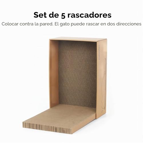 Miniatura 7 de Fukumaru Gato Rascador De Cartón 5 Piezas Con Caja, Reversible, Cat Scratch Pad, Kitty Ondulado Rascador Cama