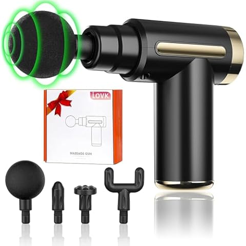 LOVK Mini Massage Gun,Cordless Handheld Deep Tissue Muscle Massager 6 Speeds Percussion Massage Device Super Quiet with Intelligent Pressure Sensing System Cover