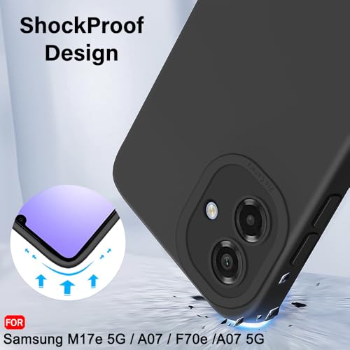 Image of TheGiftKart Liquid Silicon Back Cover Case for Samsung Galaxy M17e 5G / A07 / F70e / A07 5G | Stylish Camera Protection Module | Micro-Fibre Lining Inside | Shockproof Cover Case (Silicone, Black)