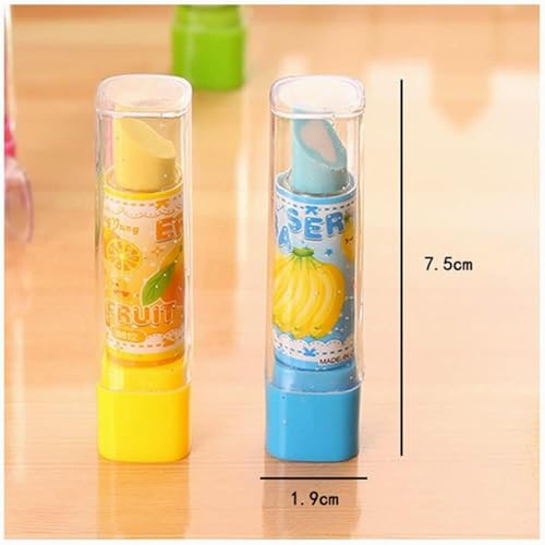 Image of Eclet Lipstick-Shaped Erasers - Pack of 6 Cute & Fun Stationery Erasers for Kids | Colorful Novelty School Erasers for Boys & Girls Any Random Colour and Design Will Send