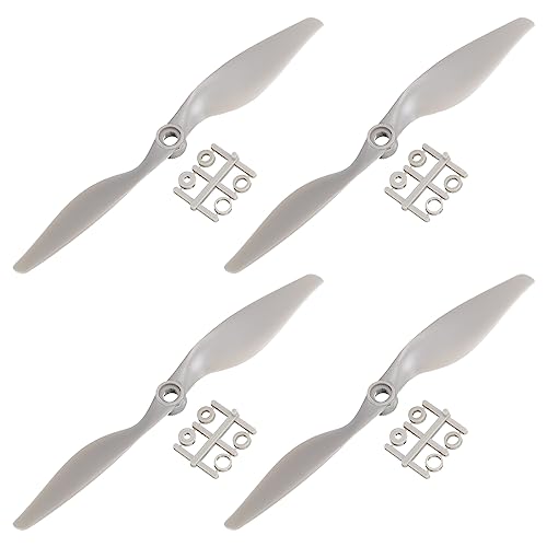 QUARKZMAN - QUARKZMAN RC Hélices 2 Palettes Palettes Hélices 8x4 pouce Gris avec Adaptateur Anneaux pour Electrique Avion Aéronef, Paquet de 4 - -3%