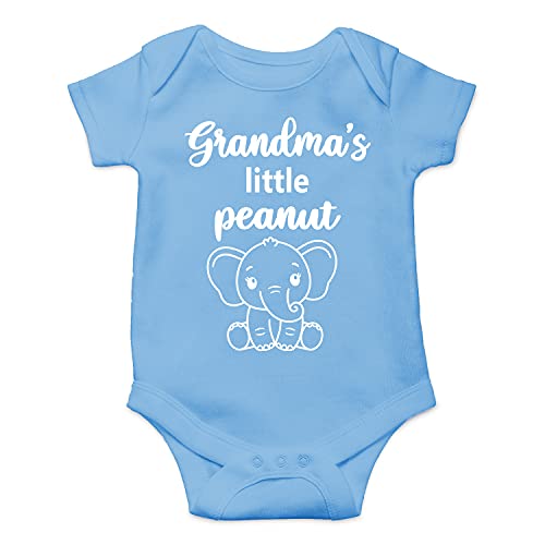 Grandma's Little Peanut - Funny Baby Essentials Bodysuit - Baby Boy Clothes Newborn Romper (6 Months, Light Blue)