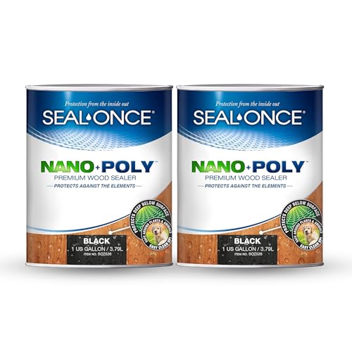 Seal-Once Nano+Poly Penetrating Wood Sealer with Polyurethane - Premium Waterproof Sealant -2 Gallon & Black