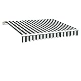 Greenbay Green-White Garden Patio Awning Canopy Sun Shade Shelter Replacement Fabric - 3.5M x 2.5M