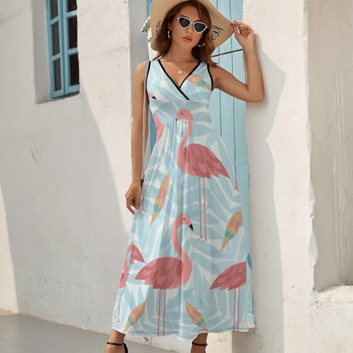 Robe longue d'été sans manches fluide et légère à col V - 2