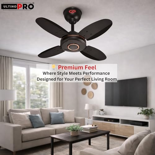 Image of High-Speed Ceiling Fan 24inch (600mm) 2 YEAR WARRANTY 4 Blade Anti-Dust Ceiling Fan Suitable for Kitchen, Veranda, Balcony, Small Room, office. (SMOKE BROWN /SH24)