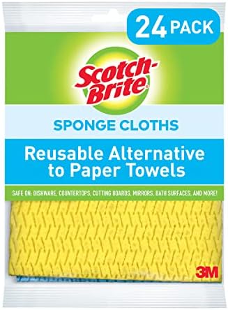 Scotch-Brite Sponge Cloth, Swedish Dish Cloths, Alternative to Reusable Paper Towels, 24 Sponge Cloths