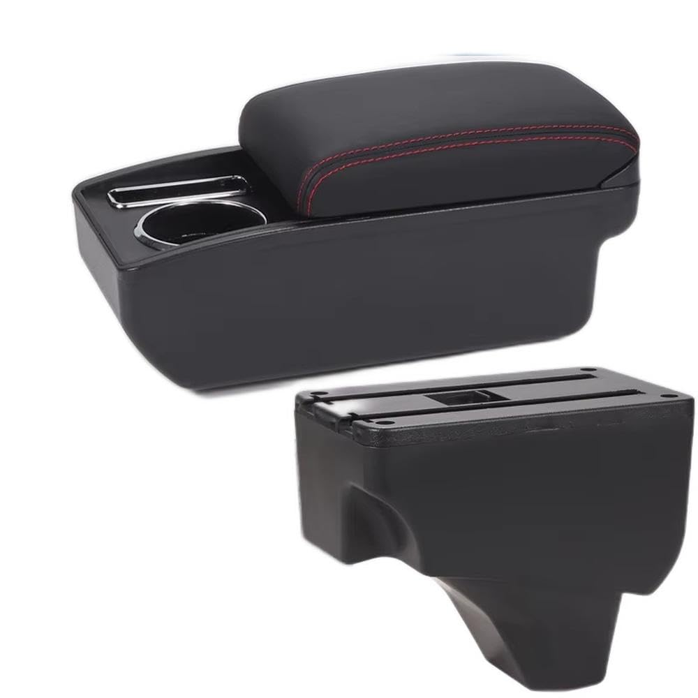 FSOZDBBPL For Peugeot 208 For Peugeot 2008 2019-2024 Car Armrest Box Storage Box Retrofit Parts Interior Parts(C1 Black red NO USB)