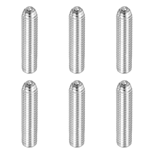 MECCANIXITY Silver Ball Point Set Screws, M8x35mm 304 Stainless Steel Hex Socket Spring Plungers Grub Screw for Industrial Electronic Machine Home Furniture Repair Workplaces, Pack of 6