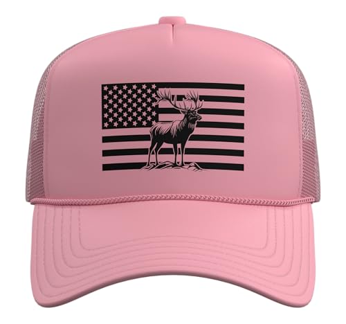 Image of Outdoor Antlers Elk Deer Hunting Trucker Hat with Adjustable Mesh Back