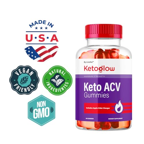 (2 Pack) KetoGlow Keto ACV Gummies - Official Keto Glow Gummies ACV Premium All Natural Gummys 1050mg, Keto Glow Apple cider Vinegar Advanced Formula, KetoGlow Support Review, 120 Gummies For 2 Months