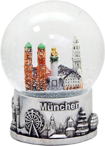 30050 Boule à neige souvenir Munich Skyline Argent Socle - 80 mm