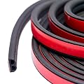 Universal Self Adhesive Auto Rubber Weather Draft Seal Strip 51/100 Inch Wide X 1/5 Inch Thick,Weatherstrip for Car Window and Door,Engine Cover Soundproofing,Total 33Feet Long(2 Rolls of 16.5 Ft Long
