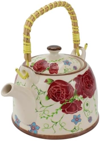 Chaleira Bule de Porcelana com Infusor para Servir Chá Café (Rosa...