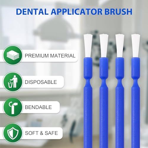 Furein Smile Lot de 200 pinceaux applicateurs dentaires jetables pour fluorure - Brosse de blanchiment cohésive - Bleu et blanc – vue 7