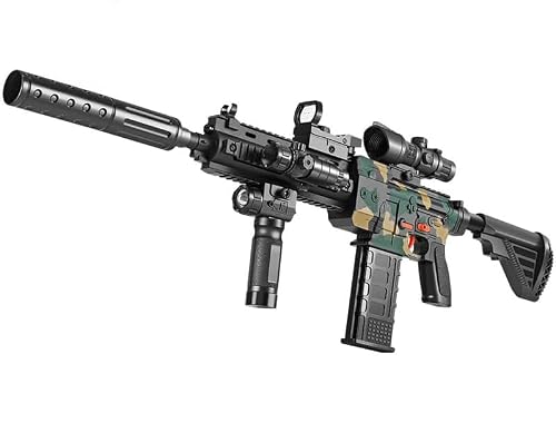 Soft Bullet Sniper Avec Viseur Blaster Automatique En Mousse 10 Balles, Pistolets Jouet HK416 DIY Pour Garçons De 6 À 13 Ans Cadeaux Pour Enfants Pour Anniversaire Halloween De Noël Gris