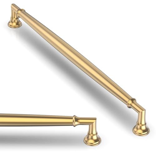 Asimerdeco 10 Pack Brushed Brass Cabinet Pulls 10 Inch(254mm) Kitchen Cabinet Handles Solid Zinc Alloy Cabinet Hardware Drawer Pulls