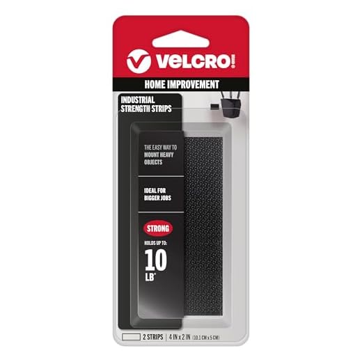 VELCRO Brand Industrial Strength Fasteners | Stick-On Adhesive | Professional Grade Heavy Duty Strength Holds up to 10 lbs on Smooth Surfaces | Indoor Outdoor Use | 4 x 2 inch Strips, 2 sets, Black