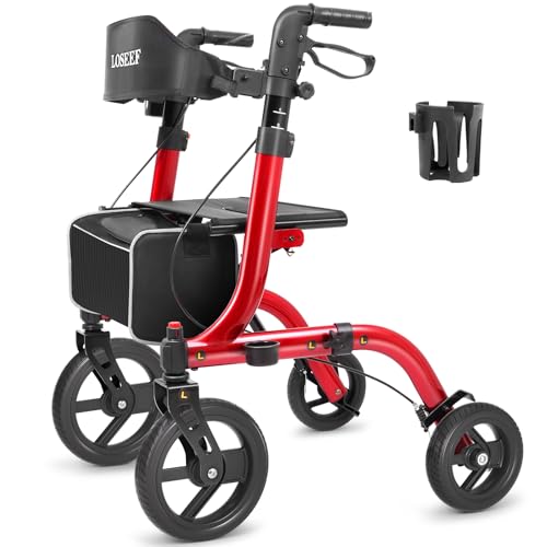Foldable Rollator Walker with Seat and Cup Holder
