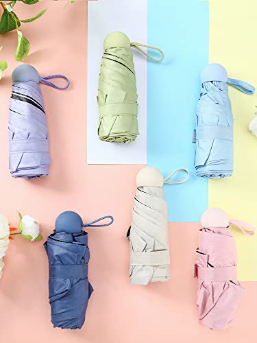 Pinkunn 6 Pieces Travel Mini Umbrella For Purse Colored Compact Umbrellas Bulk Small Folding Uv Umbrella Lightweight Portable Umbrella Windproof Pocket Umbrella For Sun Rain Protection Girls Women #TOP5