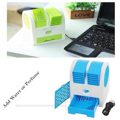 Image of Portable Mini AC USB attery Operated air conditioner mini Water air Cooler oling Fan Blade Less Duel Blower with ice Chamber Perfect for Office and Home