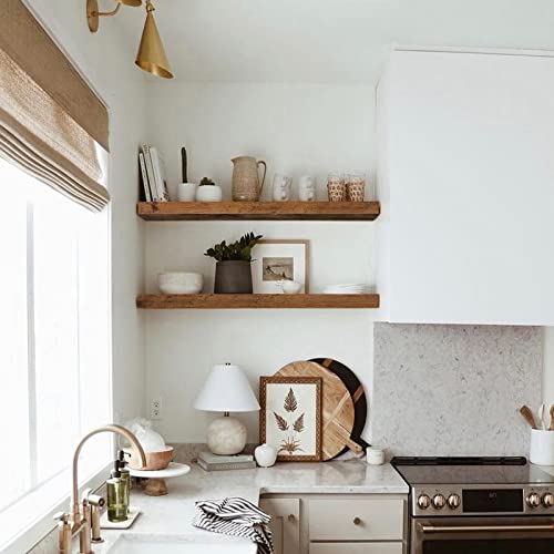 QEEIG Floating Shelves for Wall 35.4" Long - Wall Mounted Shelf Bathroom Kitchen Living Room Bedroom Farmhouse Home Decor Display Bookshelf Large 35.4 x 9.3 inch Set of 2, Rustic Brown (008-90BN) by QEEIG - Image 5